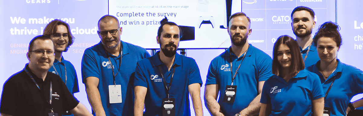 Photo of some of Chaos Gears' team members at a conference